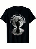 Men'S Black Cat Moon Graphic T-Shirt Casual Tee, Streetwear product image 1