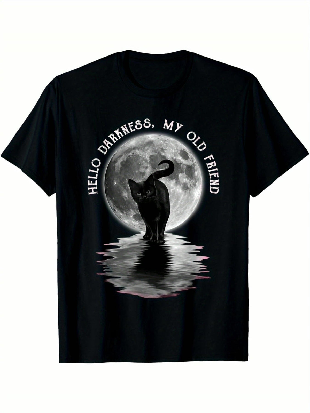 Men'S Black Cat Moon Graphic T-Shirt Casual Tee, Streetwear product image 1