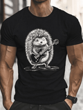 Men'S Casual Hedgehog Guitar Print TShirt Crew Neck Short product image 1