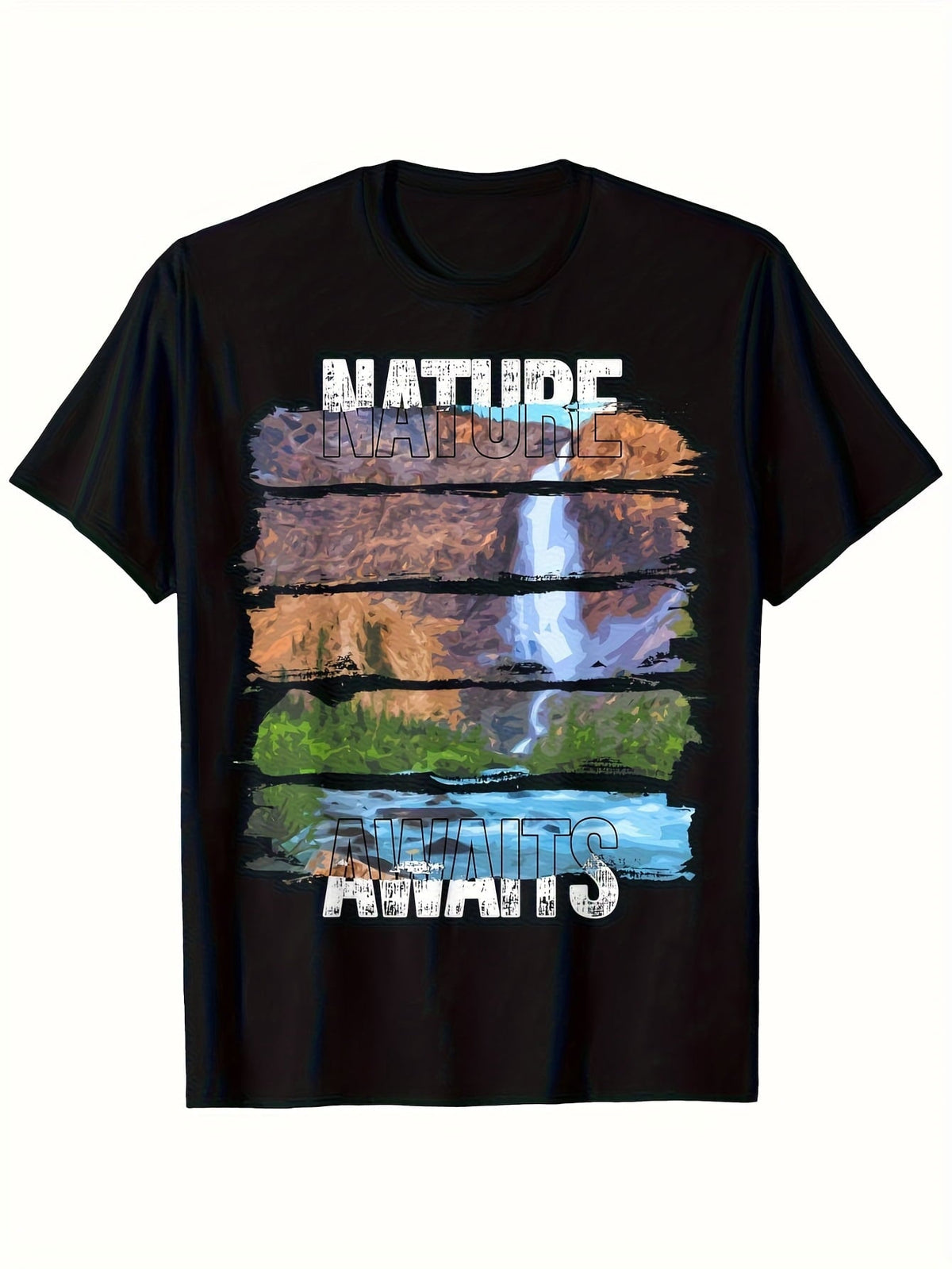 Men'S Nature Awaits Waterfall & Canyon Landscape Graphic product image 1