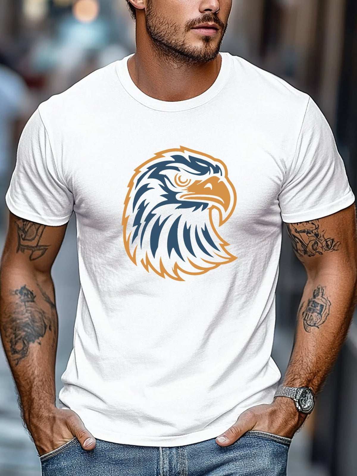 Men'S T-Shirt Eagle Head Pattern Summer Casual Round Neck product image 1