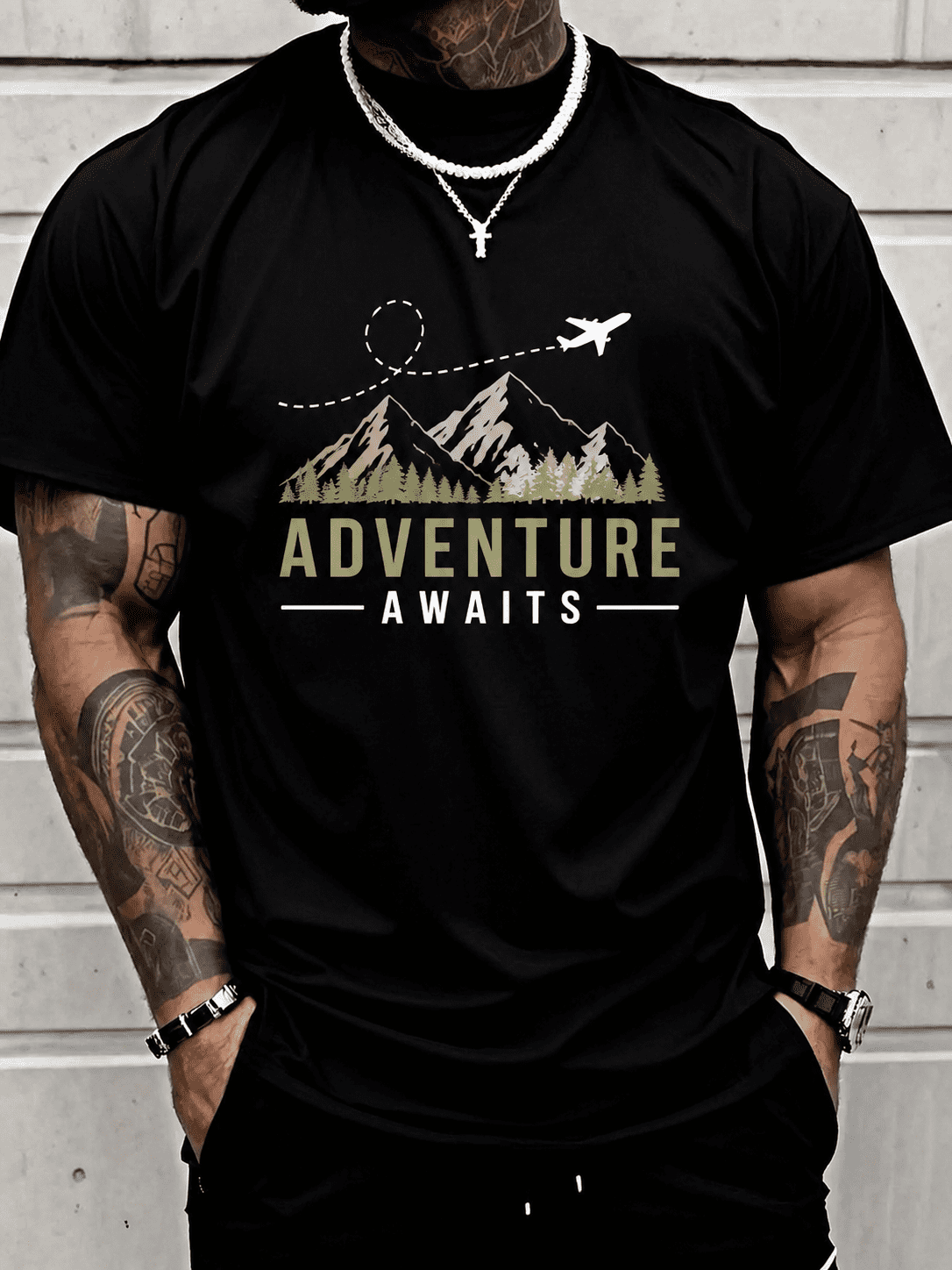 Men's Casual Graphic T-Shirt Adventure Awaits Print, Soft product image 1