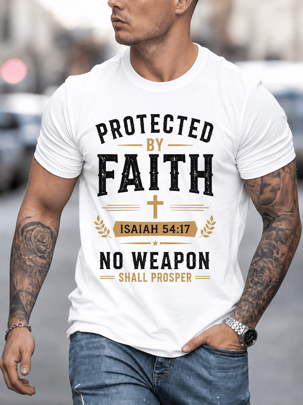 Men's Christian Faith Graphic T-Shirt Protected By Isaiah product image 2