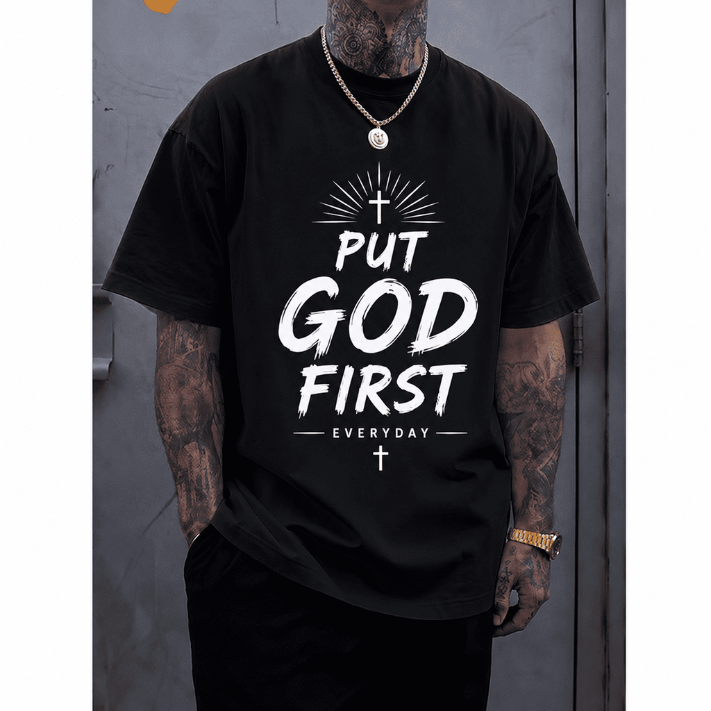 Men's Christian Graphic T-Shirt, "Put God First Everyday" product image 1