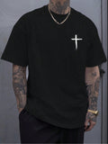 Men's Clothing Cross Printed Black Tshirt, Graphic Tee product image 1