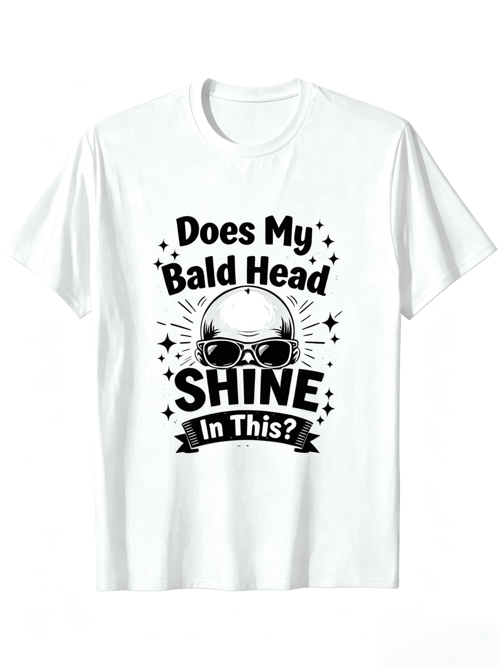 Men's Funny Bald Head Graphic T-Shirt, Does My Shine In product image 1