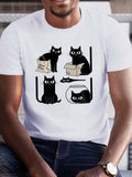Men's Humorous Black Cat Graphic Tee - Crew Neck, Trendy product image 1