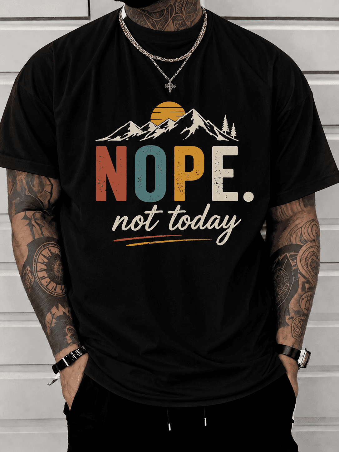 Men's Vintage Mountain Graphic T-Shirt NOPE Not Today Print product image 1
