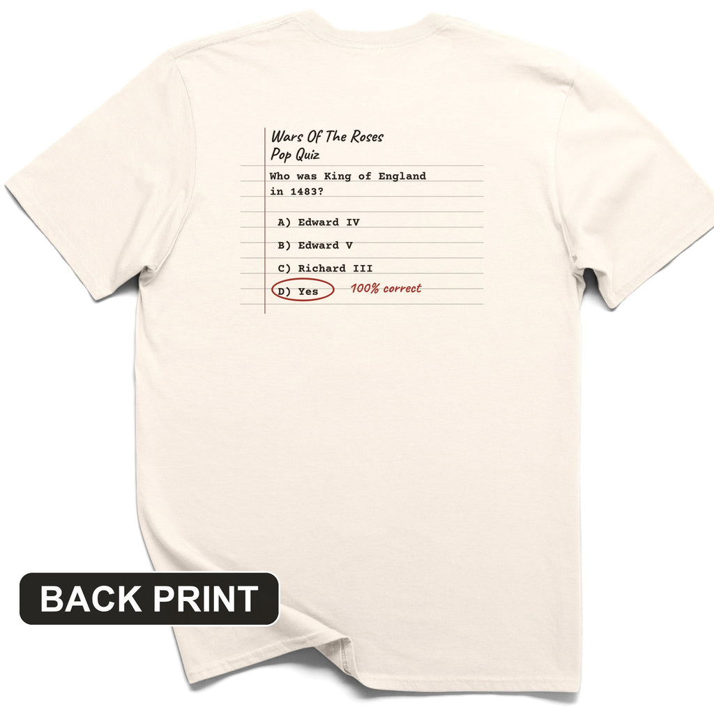 Wars Of The Roses Pop Quiz Back Print T-Shirt product image 8