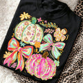 Neon Ghost Bow Graphic Tee Checkerboard Halloween Pumpkin product image 1