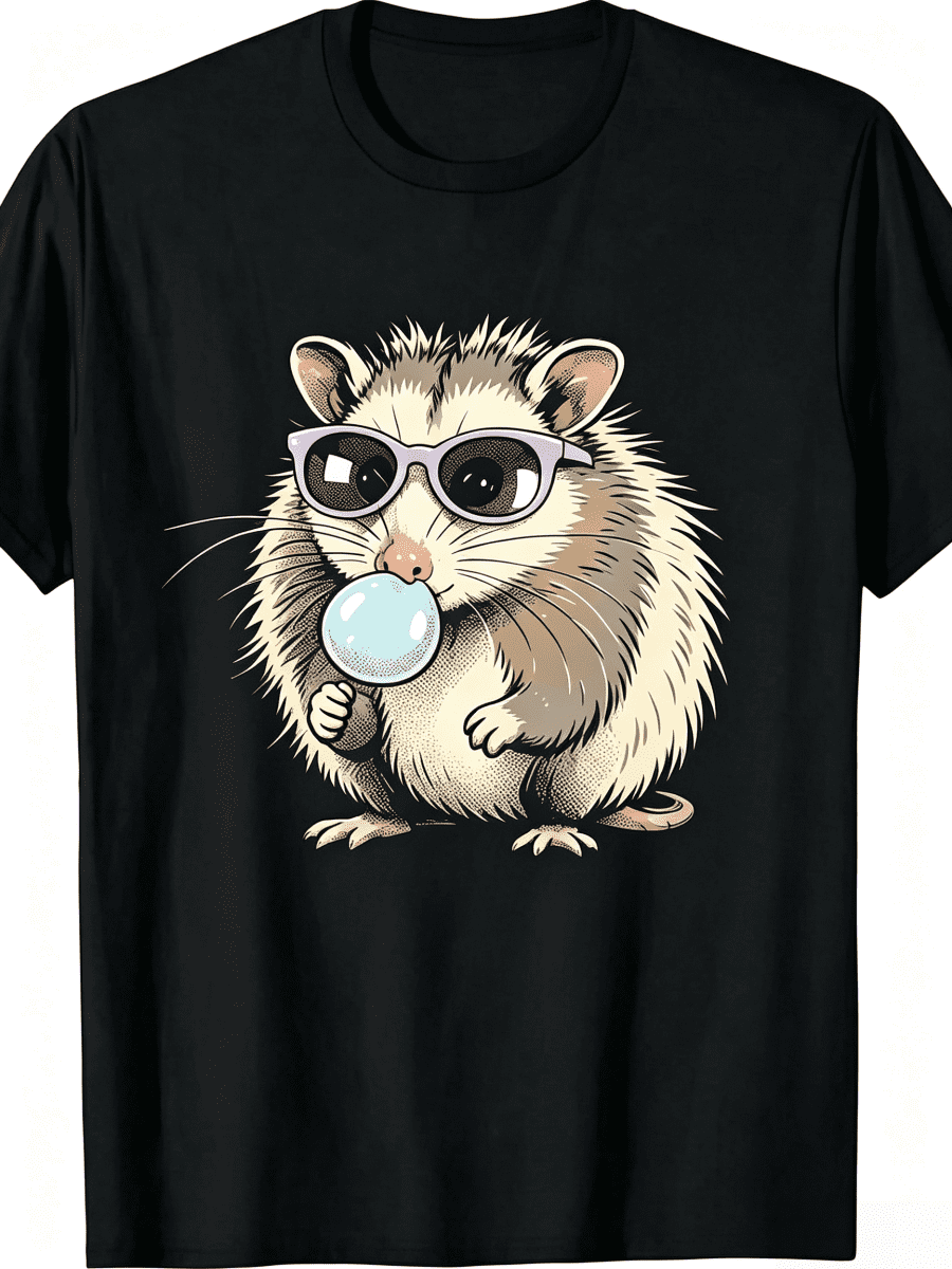 Opossum Bubble Gum T-Shirt | Crew Neck, Suitable For product image 1