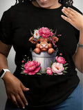 Pink Highland Cow Flowers Hearts Cute Scottish Animal product image 1