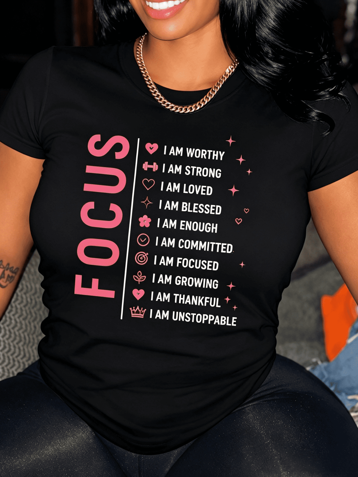 Pink Icon Self Growth Motivational Quote T-Shirt for Women product image 1