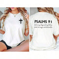 Psalm 91 Bible Verse Christian Cotton T-Shirt Women Soft product image 1