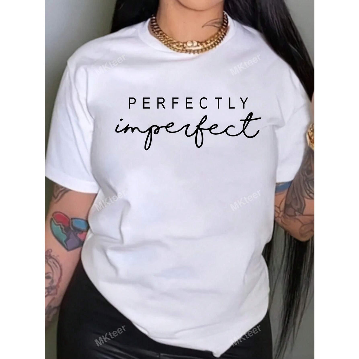 Round Neck Letter Print Women Short Sleeve T-Shirt product image 1