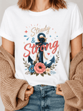 Steady & Strong Floral Anchor Graphic T-Shirt Women product image 1
