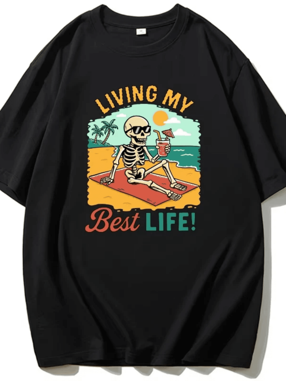 Summer New Skull Humorous Printed Cotton T-Shirt Couple product image 1