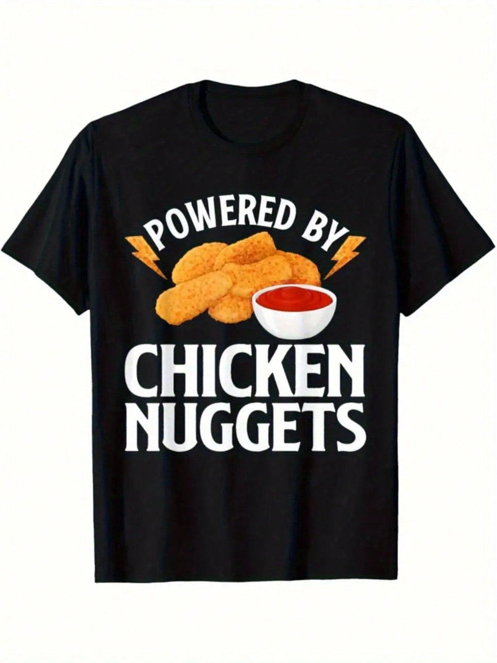 TShirt With The Words POWERED BY CHICKEN NUGGET, Round Neck product image 1
