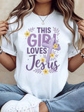 This Girl Loves Jesus Christian Cross Flower Design Women's product image 1