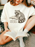 Wild But Well Read Cute Raccoon Reading Book Graphic Tshirt product image 1