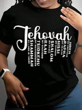 Women' S Jehovah Print Black TShirt, Crew Neck, Casual product image 1