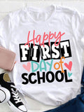 Women's Back to School Graphic T-Shirt, Happy First Day of product image 1