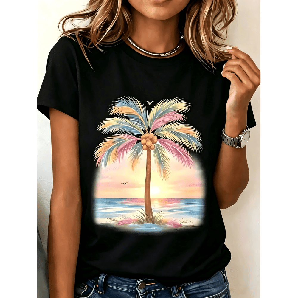 Women's Casual Round Neck Short Sleeve T-Shirt With product image 1