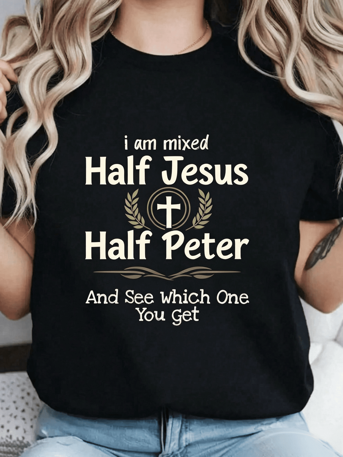 Women’s Christian Graphic Crew Neck T-Shirt, I Am Mixed product image 1