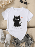 Women's Cute Black Cat Graphic Tee, Funny Positive Quote product image 1