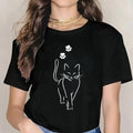 Women's Cute Cat Graphic T Shirt, Minimalist Paw Print product image 1