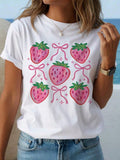 Women's Cute Strawberry Print T-Shirt - Red Strawberries product image 1