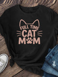 Women's Full Time Cat Mom Graphic T-Shirt, Cute Lover Short product image 1
