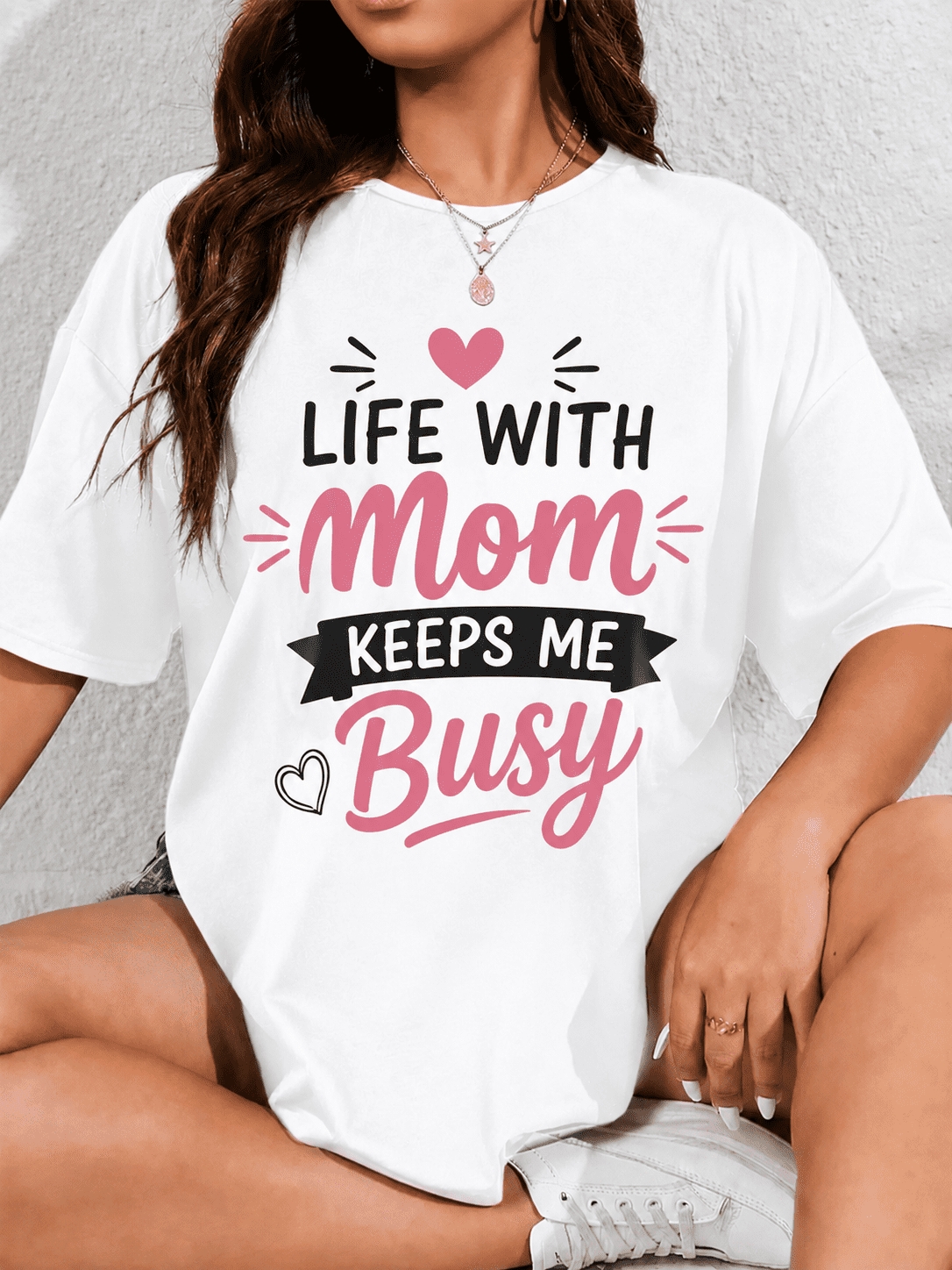 Women's Funny Mom Graphic T-Shirt, Life With Keeps Me Busy product image 1
