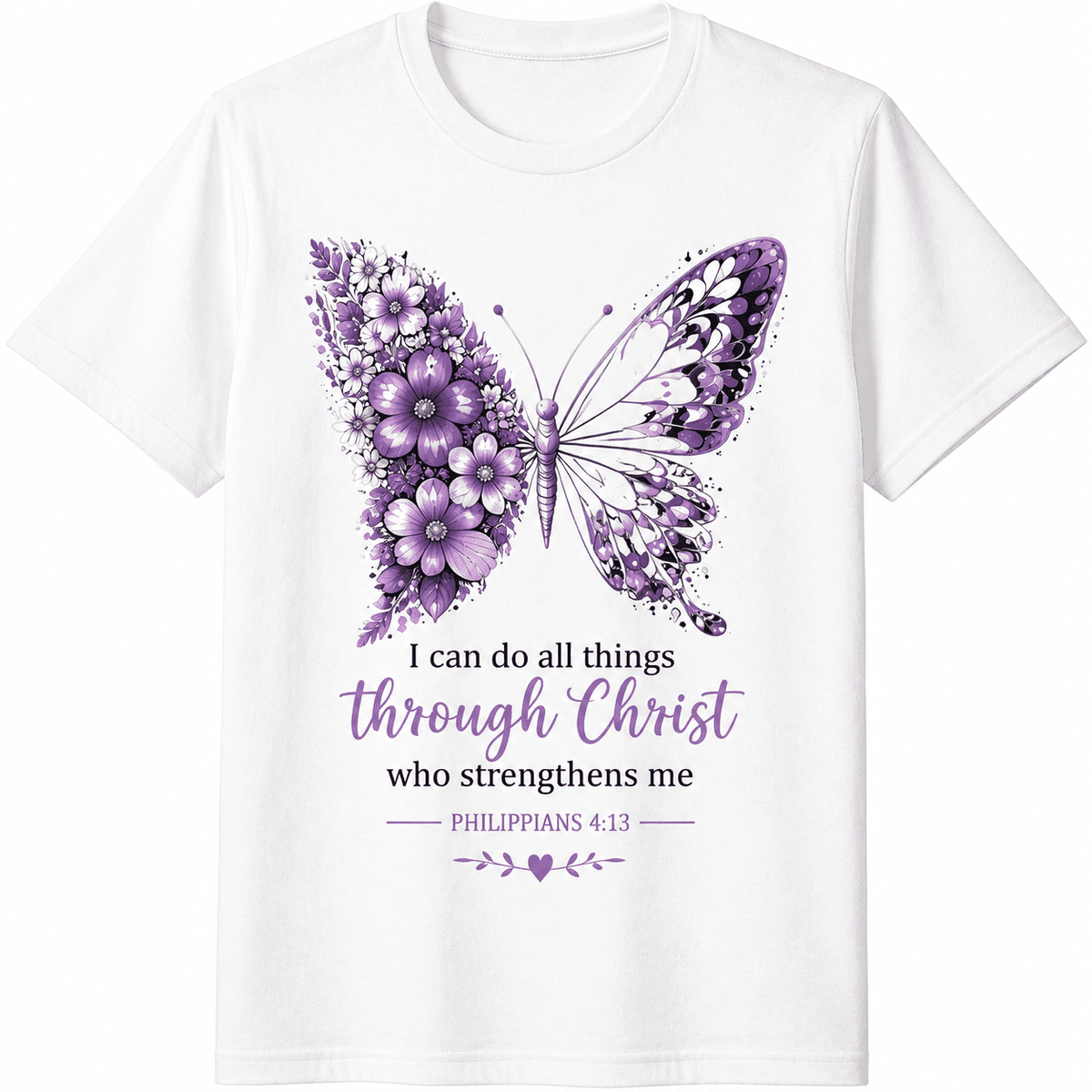 Women’s Inspirational Butterfly Christian T-Shirt – “I Can product image 1