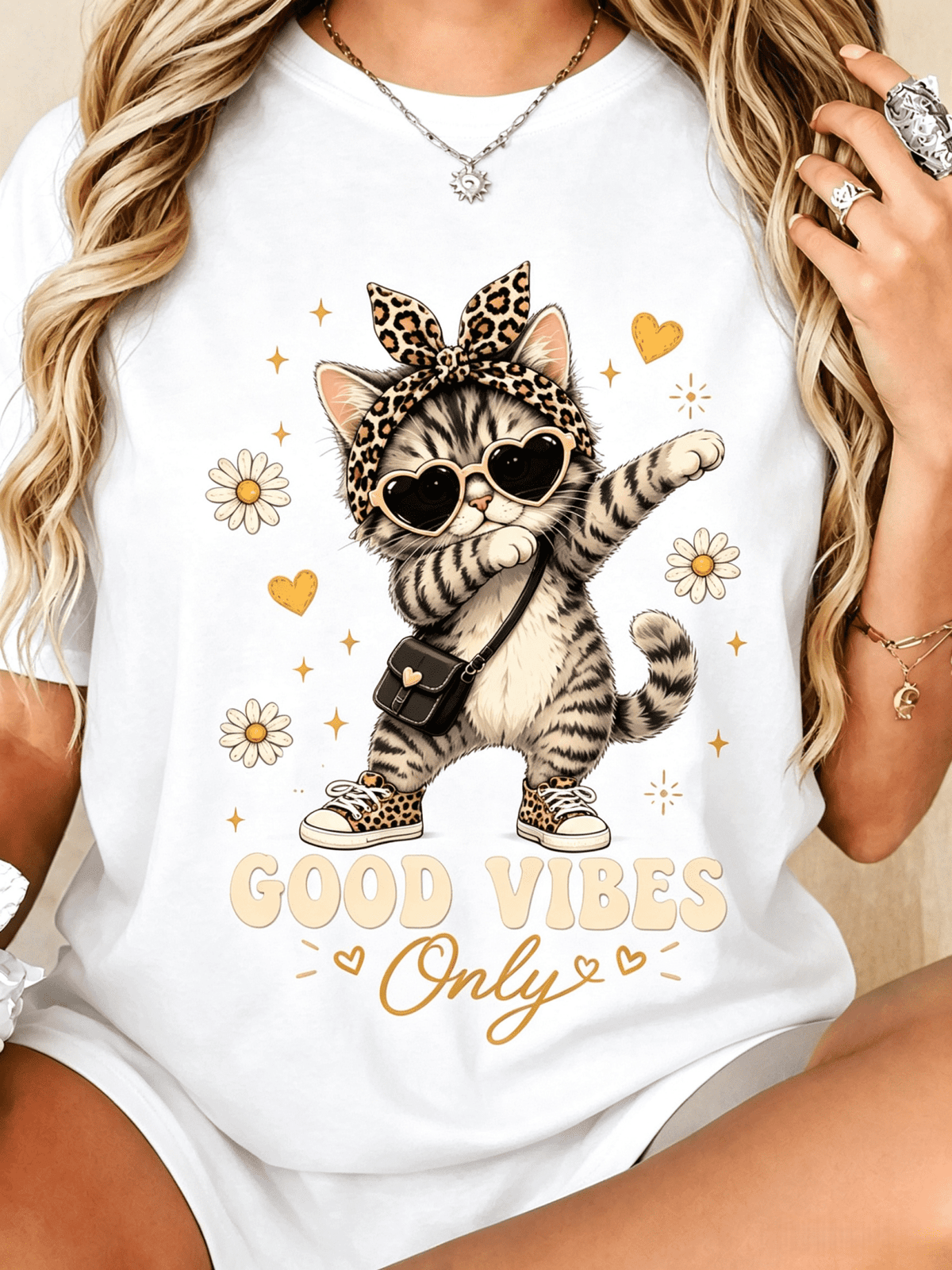 Women’s Soft Black Graphic T-Shirt, Cute Dancing Leopard product image 1
