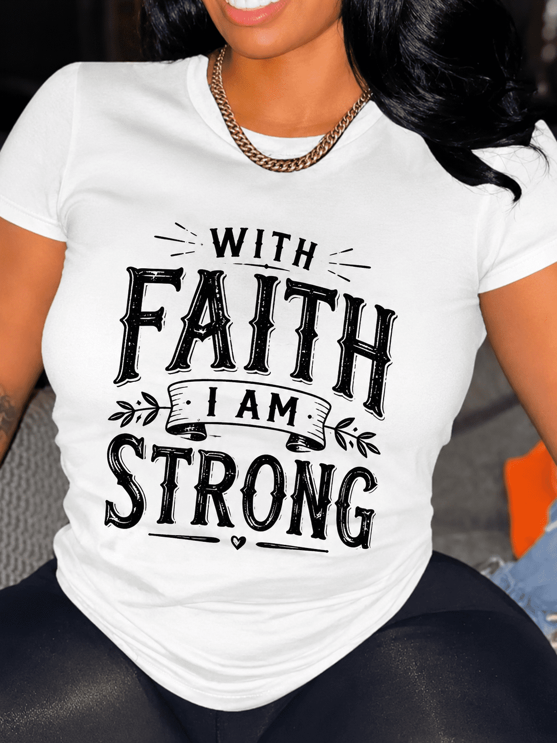 Women's With Faith I Am Strong Inspirational Christian product image 1