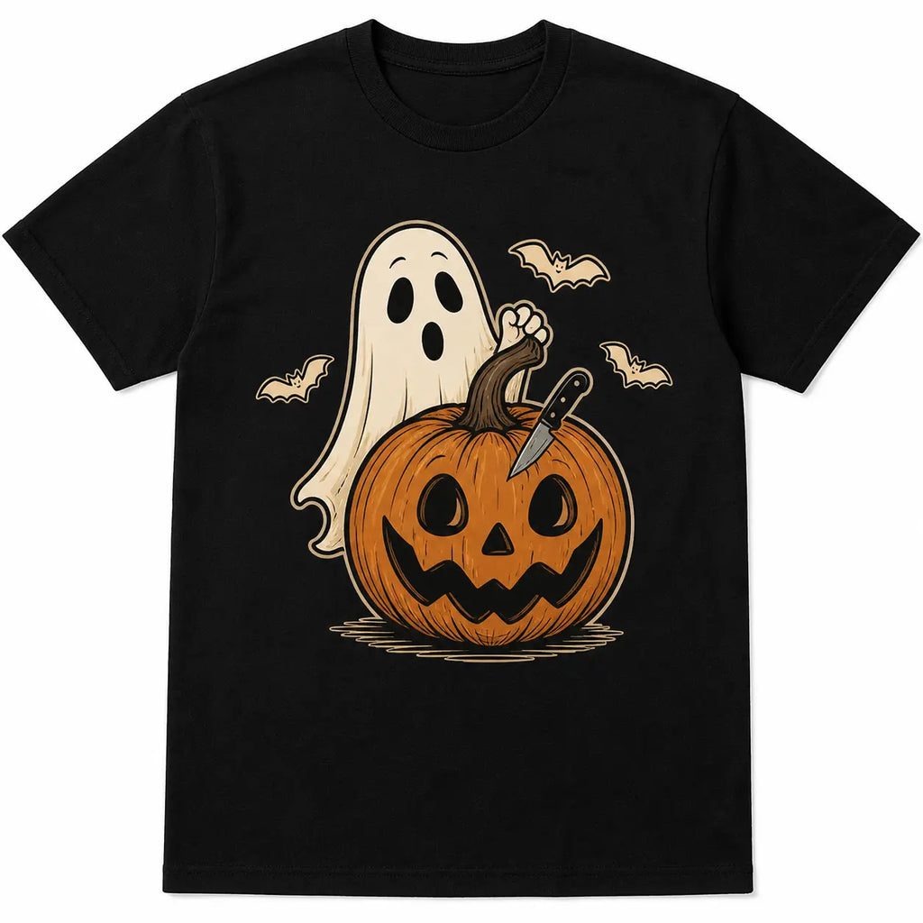 Halloween Ghost Pumpkin Bat Graphic Crew Neck Cotton T‑shirt product image 7