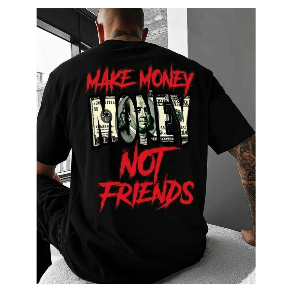 Men's Make Money Not Friends Slogan Graphic Tee Retro product image 2