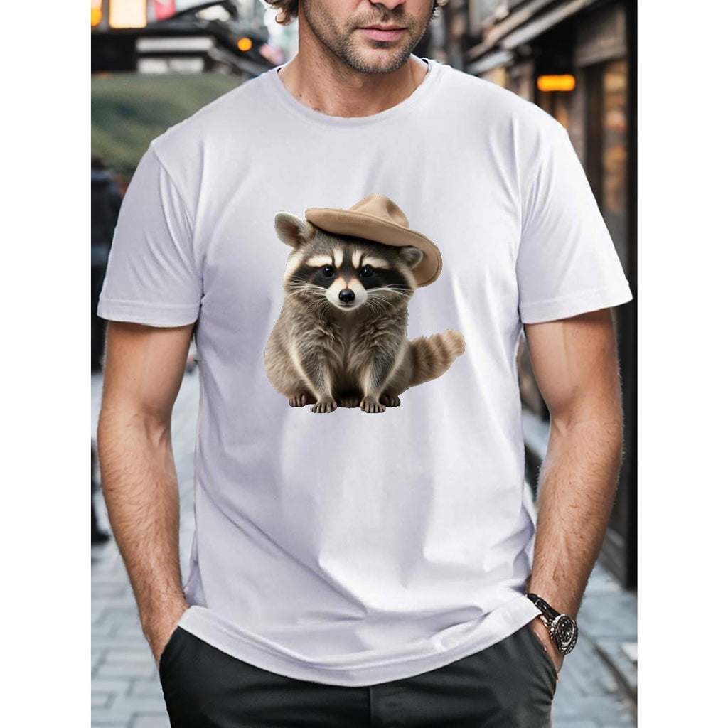 Men's Raccoon Print T-shirt, Casual Short Sleeve Graphic product image 11