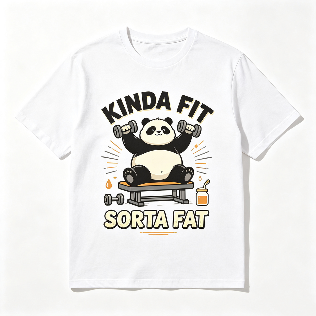 Men Funny Gym Panda Weightlifting T‑Shirt, Kinda Fit Sorta product image 1