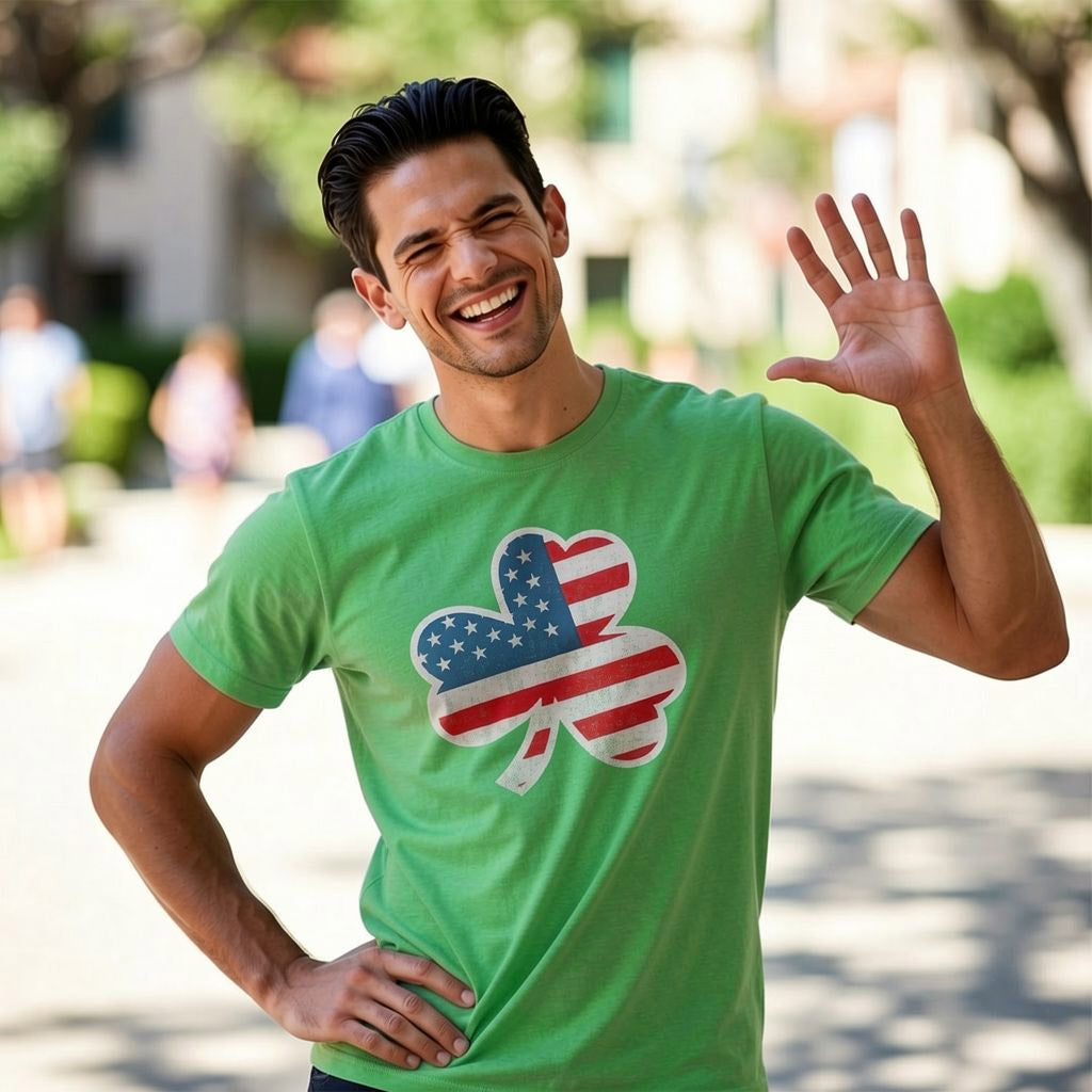American Flag Shamrock Men's T Shirt product image 5