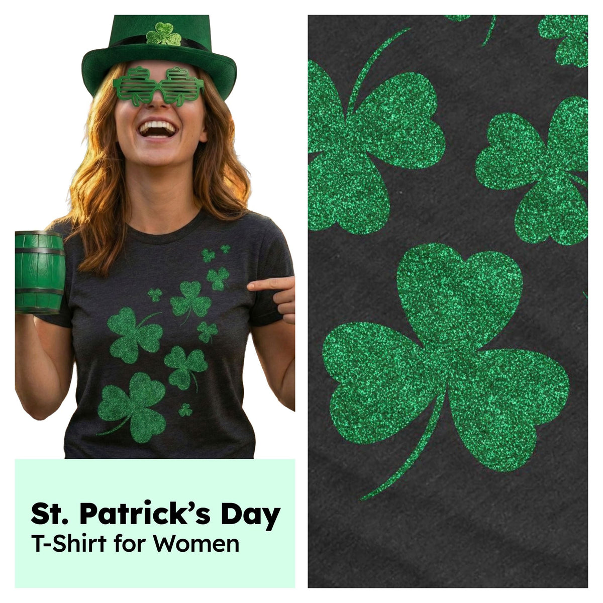 Glitter Shamrocks Women's T Shirt product image 3