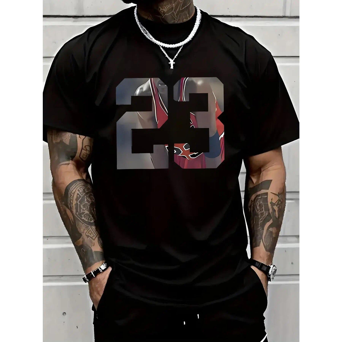Men'S 23 Graphic Printed T-Shirt, Casual Short-Sleeved product image 8