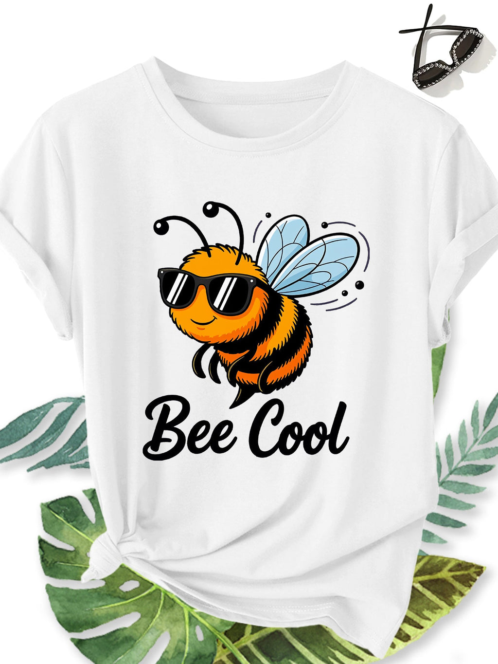 Women Bee Cool Cute Graphic T‑Shirt, Crew Neck Short Sleeve product image 13