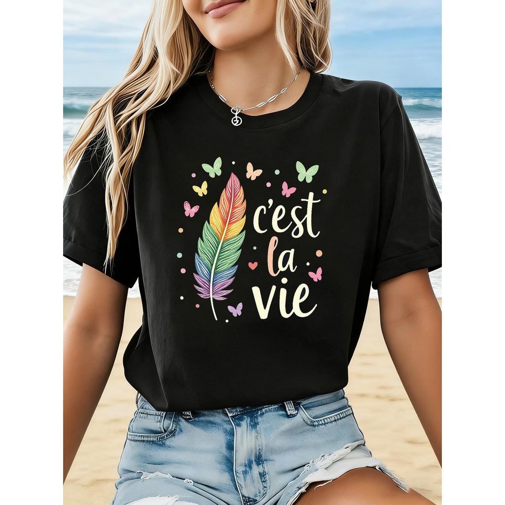 C'est La Vie Graphic Print Women's T-shirt, Short Sleeve product image 1
