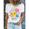 Funny Cartoon Joyful Face Printed T-Shirt, Back to Teacher product image 1