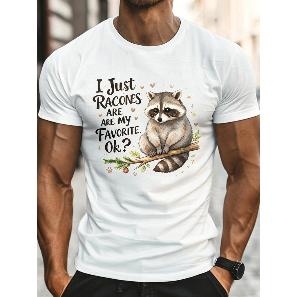 Men'S Casual Round Neck T-Shirt, Tee with Raccoon Pinecone product image 2