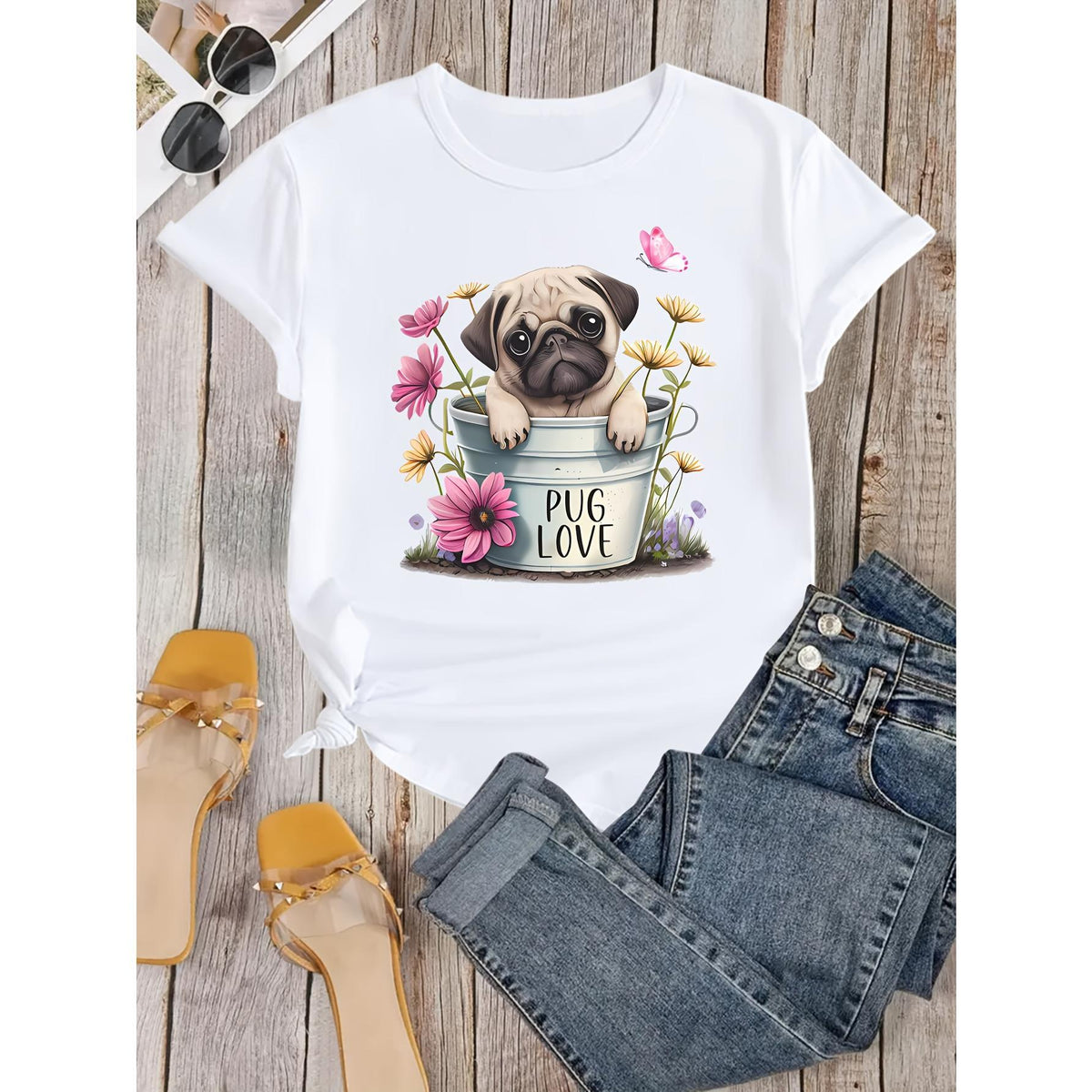 A Fun Printed T-Shirt Featuring Pugs, Perfect for Pug product image 9