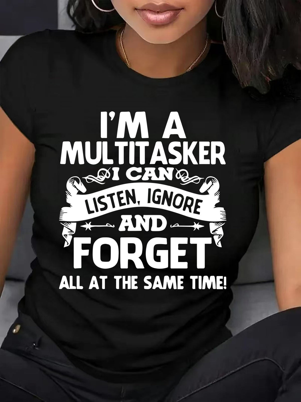 Women's Funny Multitasker Graphic T-Shirt, Humorous Quote product image 2