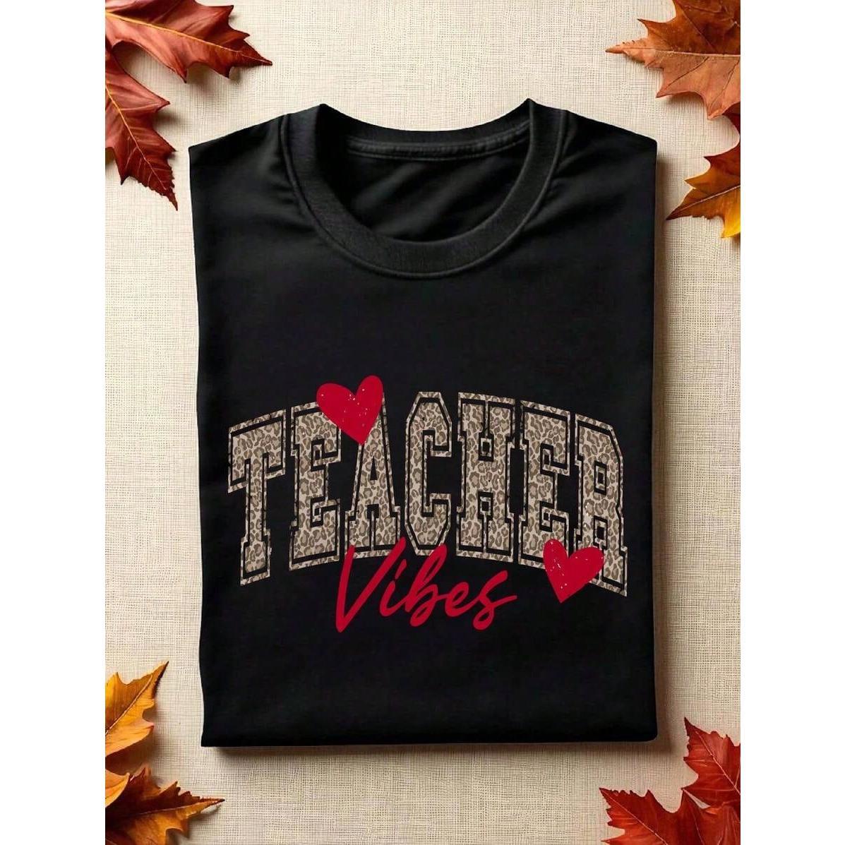 Teacher Shirt, Leopard Print Vibes Vday, Valentines Day product image 1